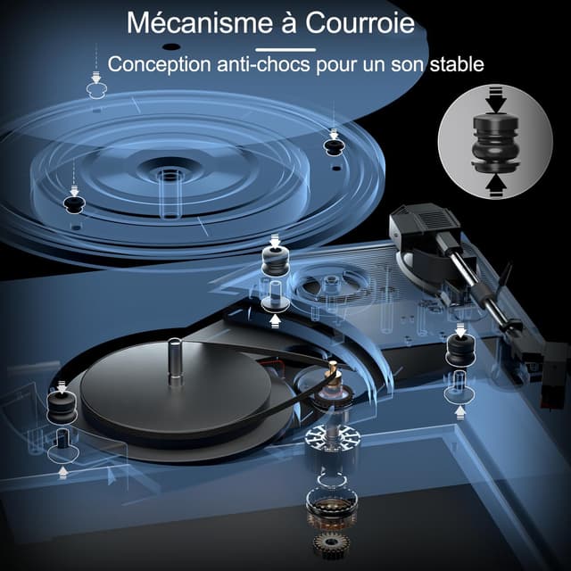 Detalle 2 de FYDEE Tourne-Disque Vinyle 3 vitesses avec Bluetooth