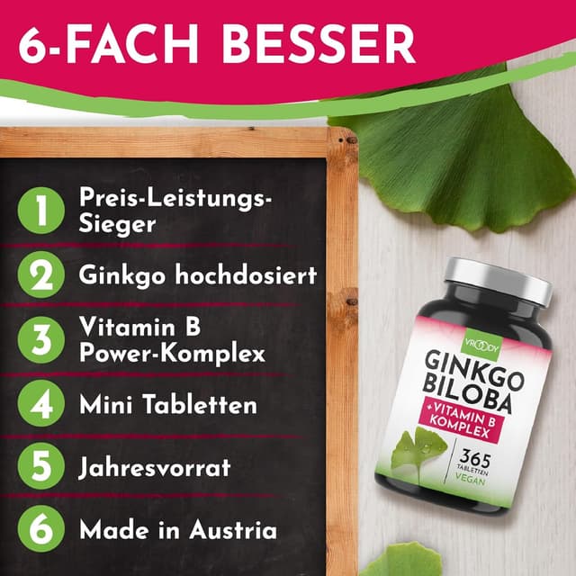 Detalle de Ginkgo Biloba 6000mg 365 Tabletten