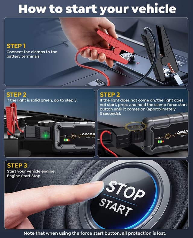 Detalle de AIMAPOW Portable Car Battery Jump Starter 20000mAh