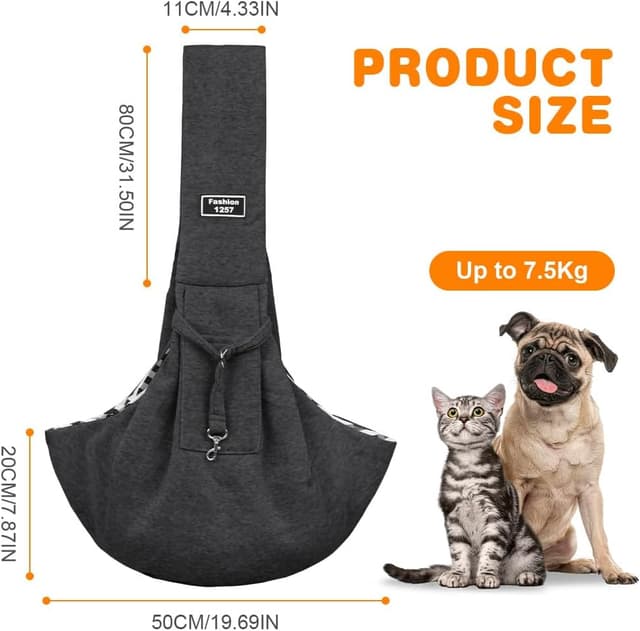 Detalle 2 de AUYAO Borsa da Viaggio per Cani e Gatti fino a 7,5 kg regolabile, con tasche e tracolla