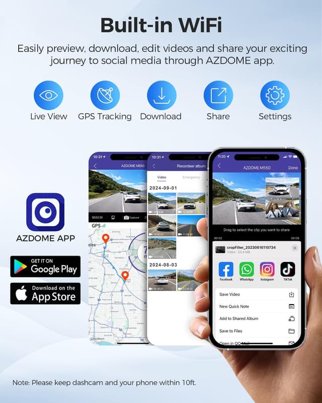 Thumbnail 4 de AZDOME M550 3-Channel 4K Dash Cam