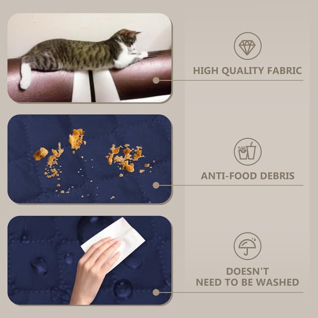 Detalle 2 de Lydevo Copridivano impermeabile 4 posti con braccioli, blu marino, antiscivolo e antigraffio