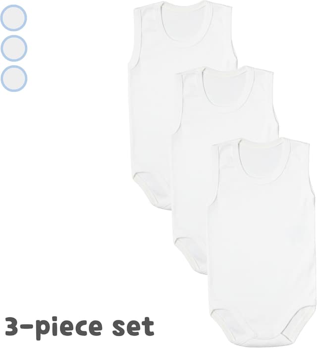 Detalle de rise&Raba Baby Bodysuit 3-pack in 100% organic cotton (sleeveless) for boys and girls