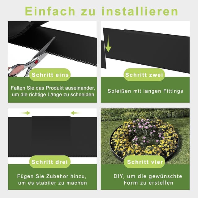 Thumbnail 6 de ACXIN Metall-Rasenkante 15 cm hoch (verzinkt) – Rasenkanten für Mähkante und Baumring, schwarz, 10 m