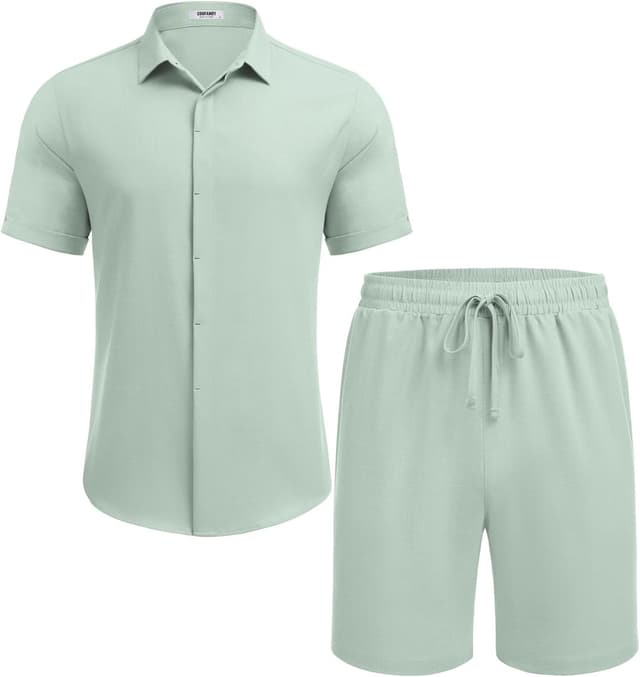 Detalle 2 de COOFANDY 2-Piece Linen Beach Set 2️⃣0️⃣📦 👕👖🌴