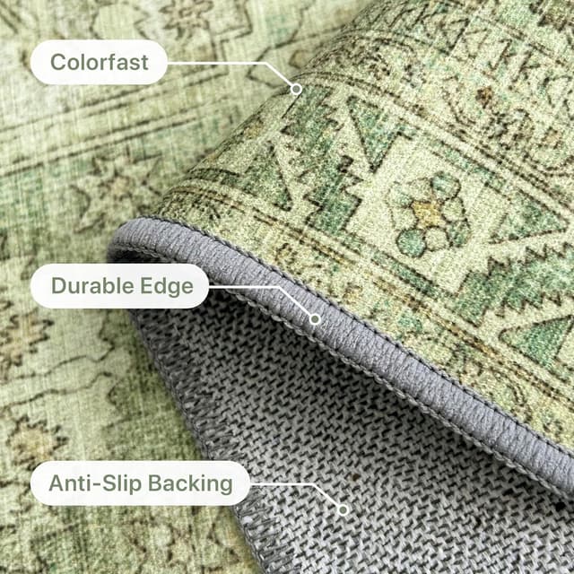 Detalle 2 de BEIMO Tapis de salon vintage lavable en machine antidérapant 160x230 cm, vert