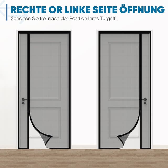 Detalle de Sekey Fliegengitter Tür Vorhang mit Magnet, ohne Bohren (110x220 cm) – ideal für Seitliches Öffnen
