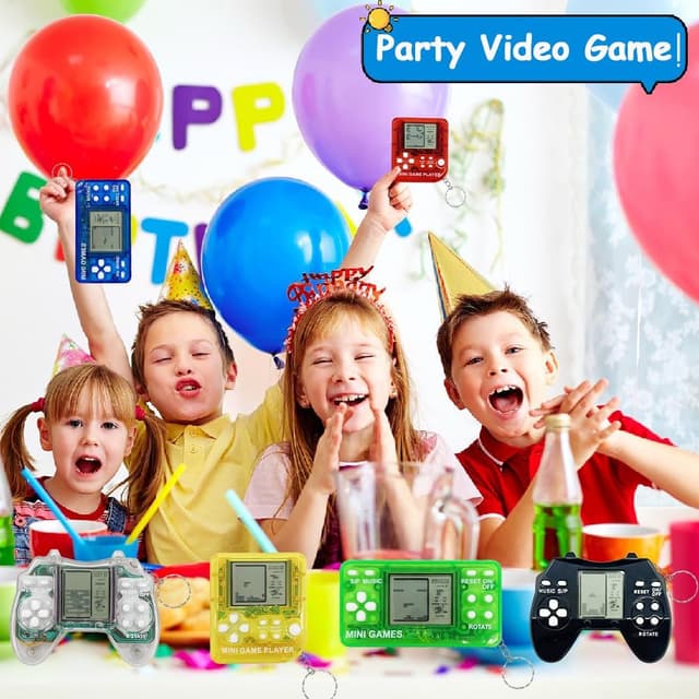 Detalle 2 de Hatende 18Pcs Video Game Party Favors for Kids — Mini Game Console Keychain Set