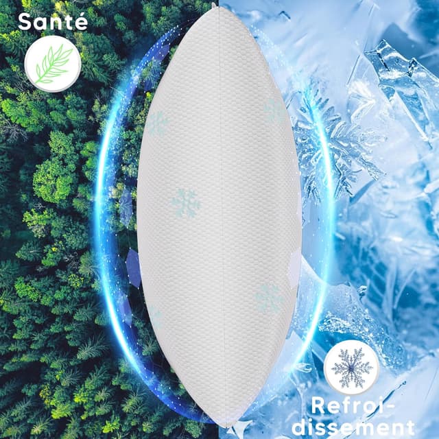 Detalle de Oreiller ergonomique cervical CloudÉtoile, modèle 50x70 ajustable en mousse à mémoire