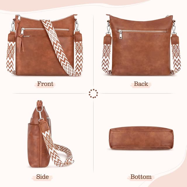 Thumbnail 6 de LUROON women’s crossbody bag with adjustable wide straps (PU leather, medium size)