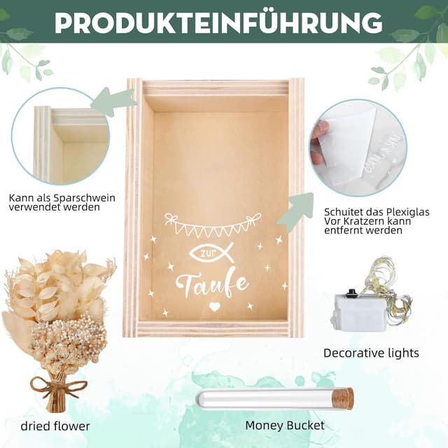 Detalle 2 de Taufe Geschenk Holzbox Set