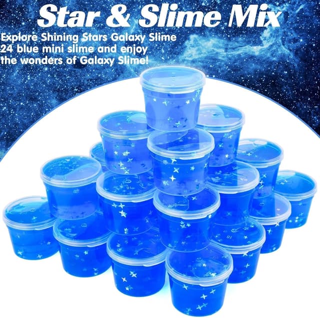 Detalle de Galaxy Slime Bulk 24 Pack in Blue Galaxy Theme (24 clear-lidded cups)