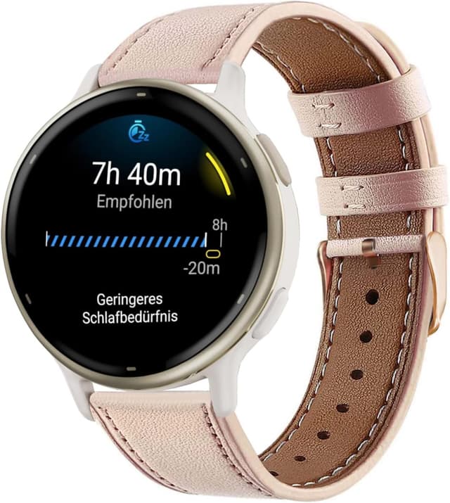 Detalle de Bracelet cuir 20 mm compatible Garmin Vivoactive 5/6, Venu 2 Plus, Venu Sq 2 et Vívomove 3 44 mm