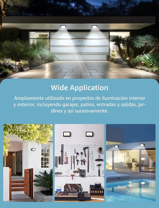 Detalle de Aigostar Faretto LED da esterno 50W 4500LM IP65 6500K bianco freddo (90 LED) con supporto regolabile fino a 180°