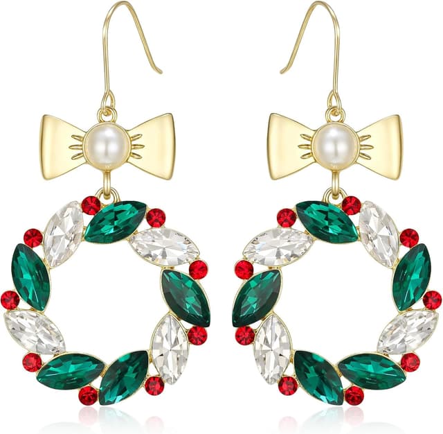 Detalle de Boucles d’oreilles Clearine Femme “Série de Noël” – pendentif étoile / forme arbre de Noël