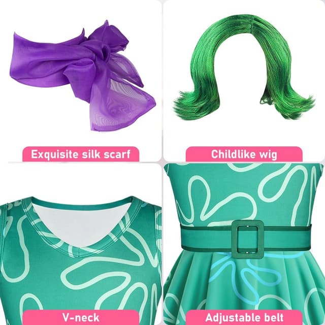 Detalle de DiULi déguisement enfant fille complet avec perruque (robe sans manches) pour Halloween, carnaval et fêtes