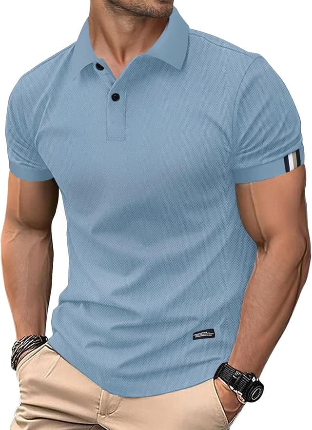 Detalle 2 de HMIYA Herren Poloshirt Kurzarm mit Knopfleiste – Cotton-Polyester Polohemd für Sommer, Golf & Alltag