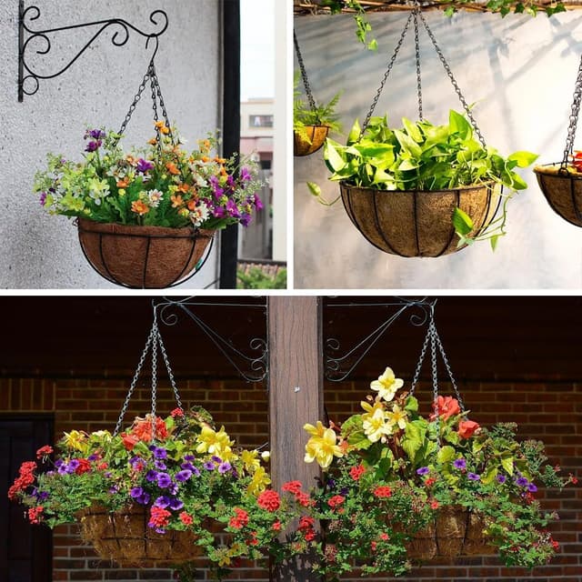 Detalle de LoNinLoAn 8pc Hanging Basket Chains (3-Point) with Hooks for Black Plant Pots & Bird Feeders