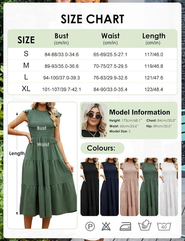 Detalle 2 de CMTOP Sommerkleid Damen Maxikleid für Sommer