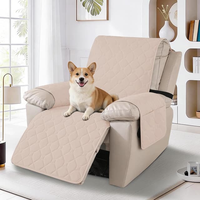 Detalle de Ystyle Copripoltrona Relax Reclinabile Grande 1 posto impermeabile con braccioli, beige