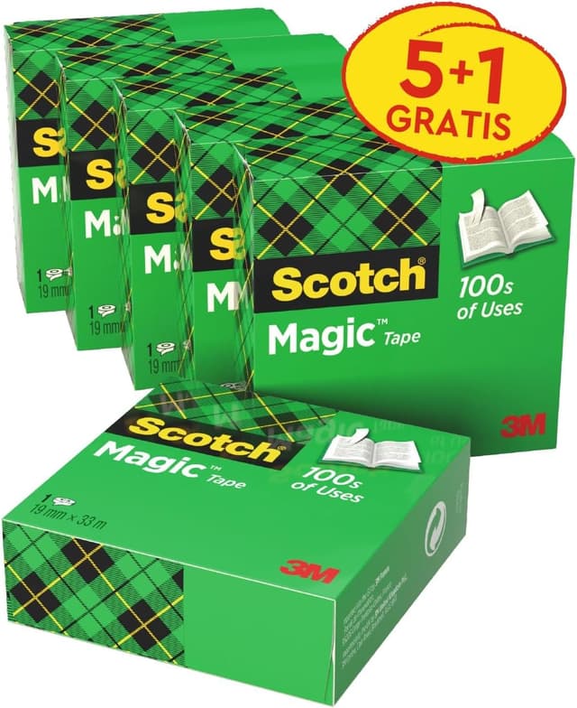 Detalle de Scotch Magic Tape nastro adesivo trasparente scrivibile opaco, 6 rotoli da 19 mm x 33 m