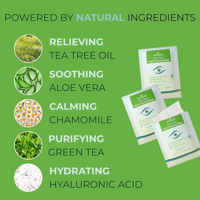 Thumbnail 3 de NOVEHA 60pc Tea Tree Eyelid & Lash Wipes 🧴