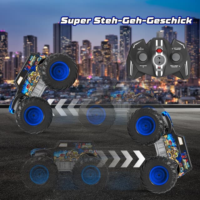 Detalle de Monstertruck 1:16 ferngesteuert mit Licht, 360°-Drehung & Amphibien-Funktion (2,4 GHz, ab 6–8 Jahre)