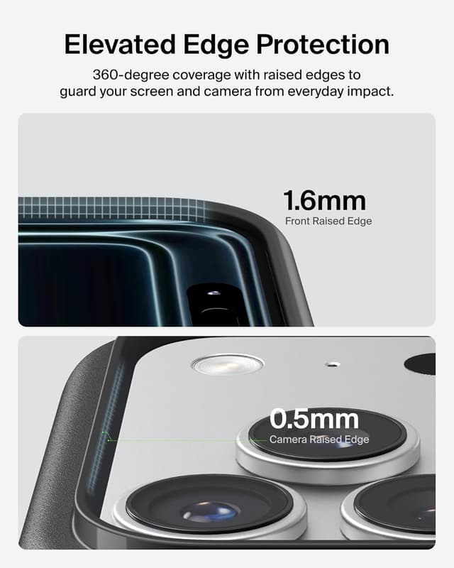 Detalle de Belkin SheerForce Protect MagSafe-Compatible iPhone 17 Pro Case (Slim, Transparent, Shockproof) – Black