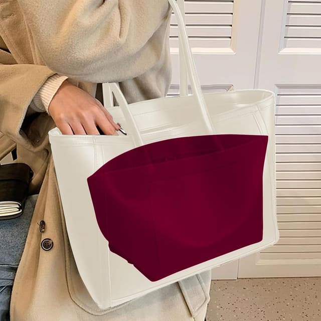 Detalle de HYEPNED Bag Wallet Insert Organizer (Burgundy, L) with 7 Compartments for Longchamp totes