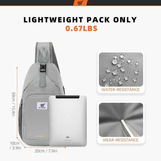 Detalle de SKYSPER RFID Sling Bag Crossbody Sling Backpack (7L) – Travel, Hiking & Daypack