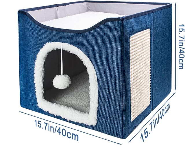 Detalle de FURRYPAWS Katzenhöhle – gemütliches Katzenhaus für drinnen & draußen mit waschbaren Kissen