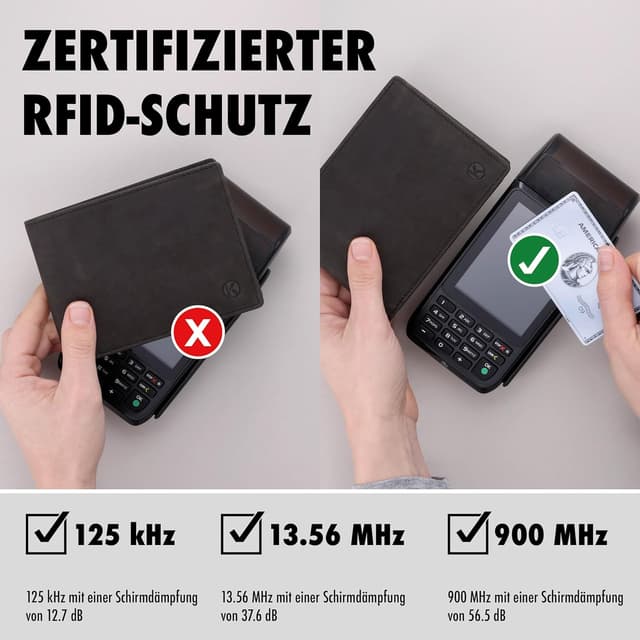 Detalle 2 de KORUTA Herren-Geldbörse aus Echtleder (Querformat) braun mit RFID-Schutz und 13 Fächern