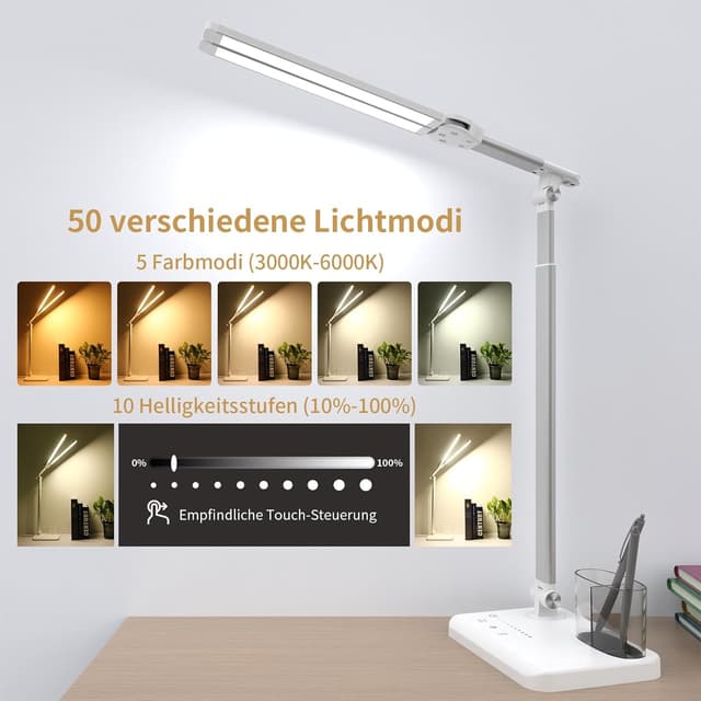 Thumbnail 1 de iVict Led-Schreibtischlampe Doppelkopf höhenverstellbar