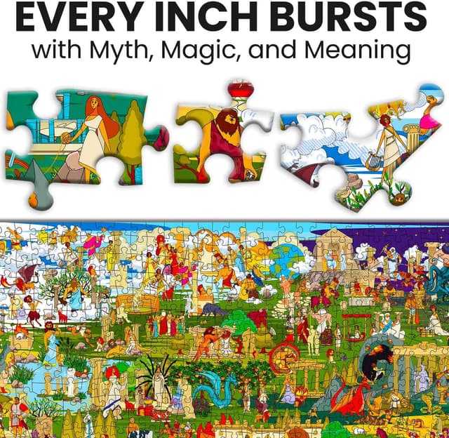 Detalle de QUOKKA 1000-Piece Greek Gods Jigsaw Puzzle for Adults with Audio Story and Hidden Secrets