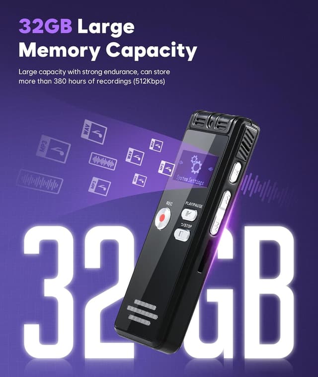 Thumbnail 5 de ZIPCIDE 64GB Digital Voice Recorder 4800h 🎙