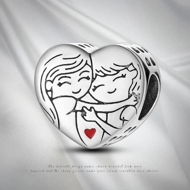 Detalle de Pandach Damen Charm Anhänger aus 925 Sterling Silber mit Zirkonia – kompatibel mit europäischen Charm-Armbändern und Ketten