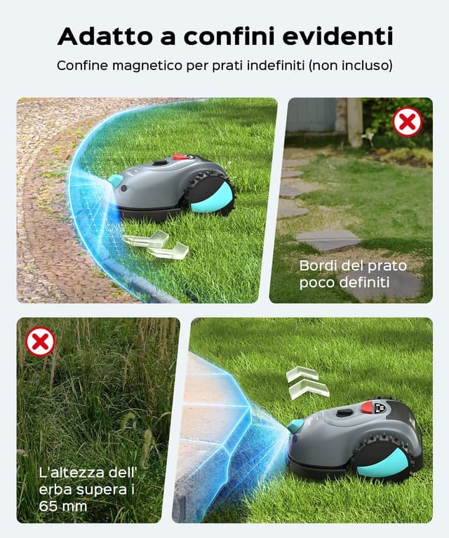 Thumbnail 6 de (2026 Upgrade) YARDCARE V100 Robot Tagliaerba a batteria con navigazione visiva e 150 ostacoli