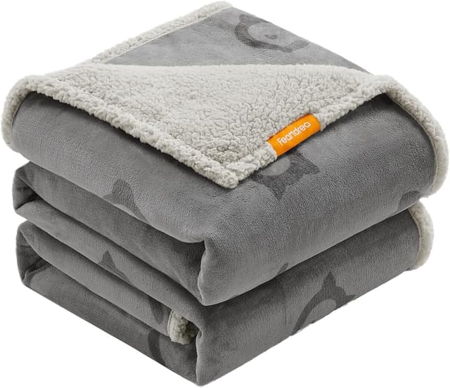 Detalle de Feandrea Coperta impermeabile per cani e gatti XXL/XXXL (229 x 203 cm) in sherpa e flanella grigia