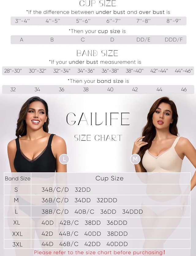 Detalle 2 de Gailife Crossover Bras for Women No Underwire Wireless Bralettes