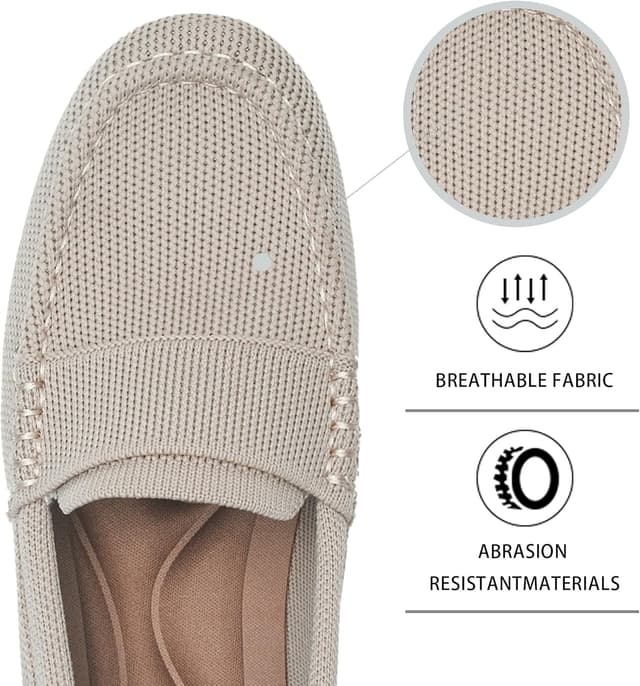 Detalle de Women’s Lightweight Knitted Loafers Casual Flat Shoes with Breathable Mesh Upper