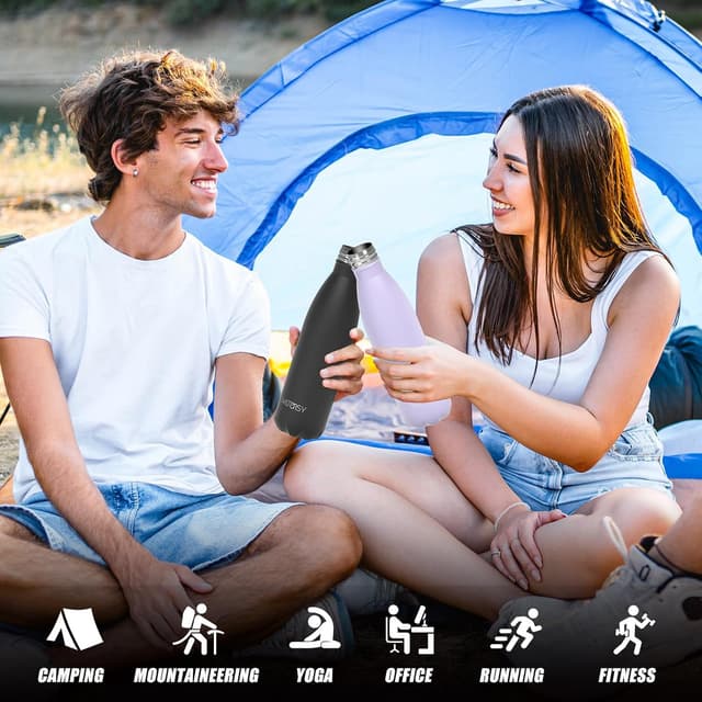 Detalle 2 de WATERSY Stainless Steel Insulated Water Bottle (Lilac) – Double-Walled Vacuum Flask, 500ml