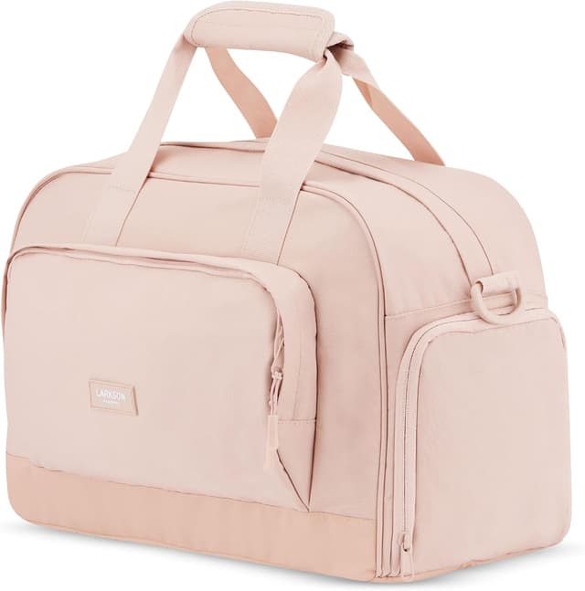 Detalle de Larkson Finja Medium Weekender donna e uomo rosa, borsa da viaggio con scomparto scarpe e materiale in PET riciclato