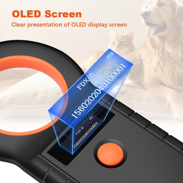 Detalle de Quevati Pet Microchip Scanner with OLED Display (USB rechargeable microchip reader)