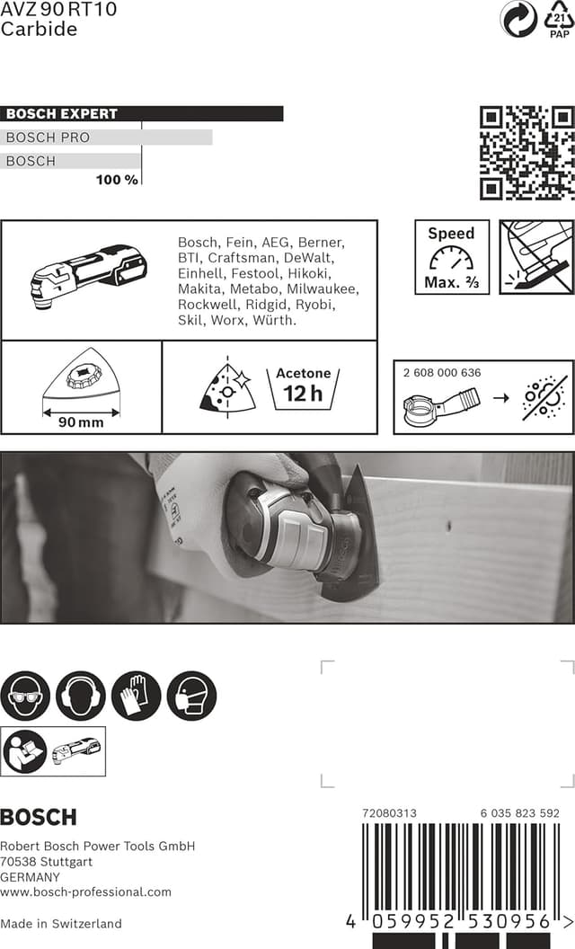 Detalle de Bosch Expert AVZ 90 RT10 90 mm Sanding Plates for Starlock Multitool (Grit 100)