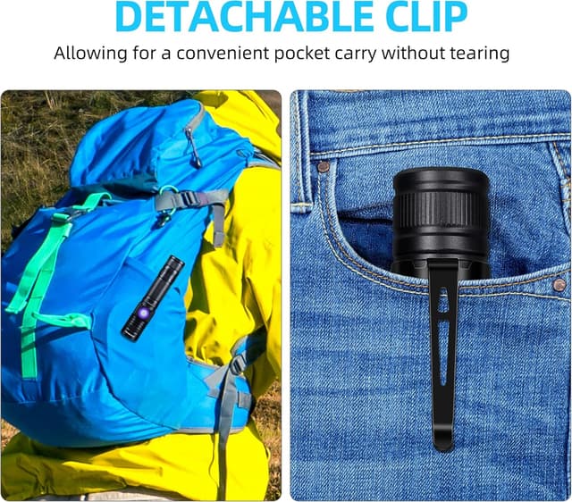 Detalle de DARKBEAM UV Torch 365 nm USB Rechargeable Black Light Lamp (mini) for resin curing, pet urine detection and more