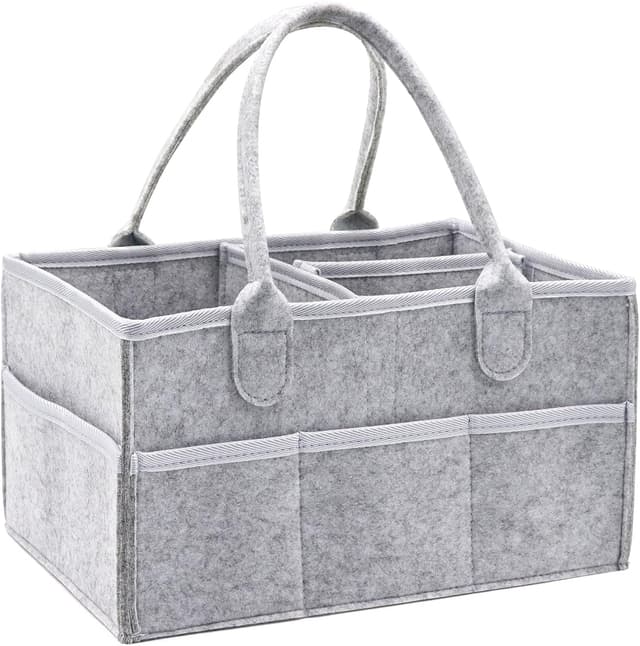Thumbnail 6 de Yueshop Grey Felt Baby Diaper Caddy Nursery Storage & Wipes Bag (Grey)