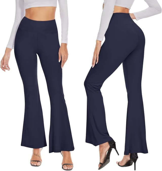 Detalle de TNNZEET Flared Leggings for Women – High-Waisted Yoga & Workout Trousers with Stretch and Pockets