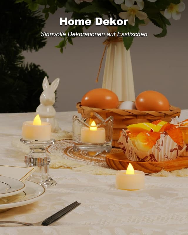 Detalle de AMAGIC 24 Stück LED-Teelichter (flammenlos, batteriebetrieben, warmweiß) für Halloween & Hochzeit