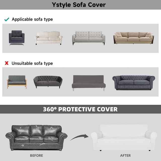 Thumbnail 6 de Ystyle Housse de canapé en velours pour fauteuil 1 place extensible, blanche