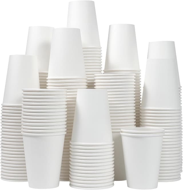 Detalle de Clawsoff 300-Count 12 oz Disposable Paper Coffee Cups (Leak-Resistant, Thickened White Cups)